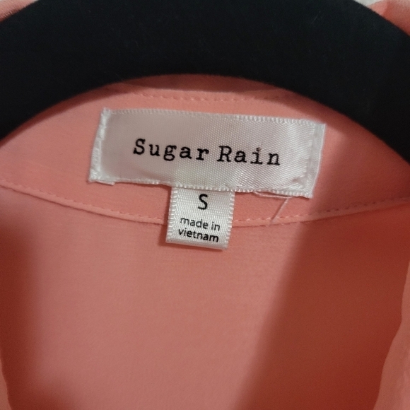 Sugar Rain top with roll up sleeves button details in back size small peach - Picture 2 of 7
